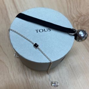 Dainty TOUS onyx and sterling silver bear bracelet